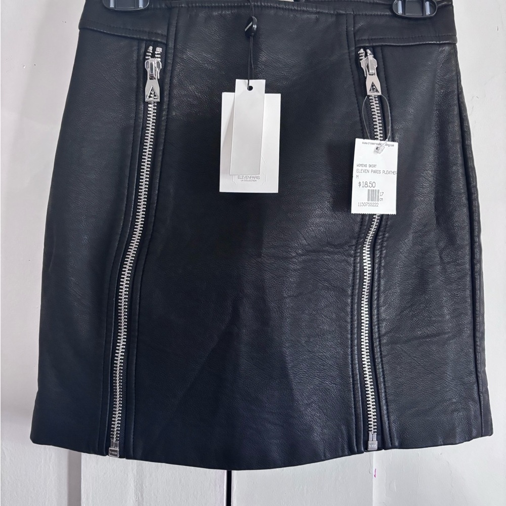 Eleven Paris Black Pencil Skirt with Zipper Accents